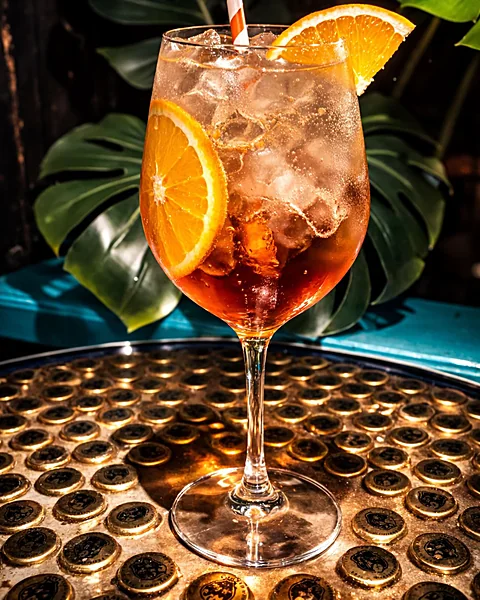 Sweet Trouble Spritz met sinaasappel op een tafel van kroonkurken